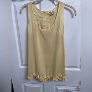 Esley (Anthropologie) Ruffle Fringe Bottom Tank Shirt Top Small Light Yellow